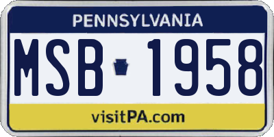 PA license plate MSB1958