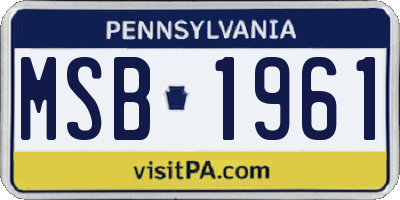 PA license plate MSB1961