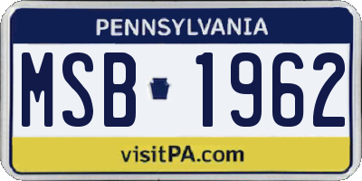 PA license plate MSB1962