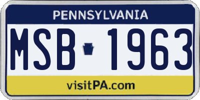 PA license plate MSB1963
