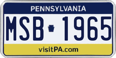 PA license plate MSB1965