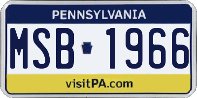 PA license plate MSB1966