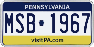 PA license plate MSB1967