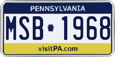 PA license plate MSB1968