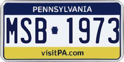 PA license plate MSB1973