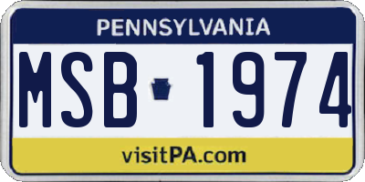 PA license plate MSB1974