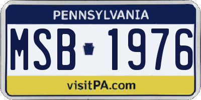 PA license plate MSB1976