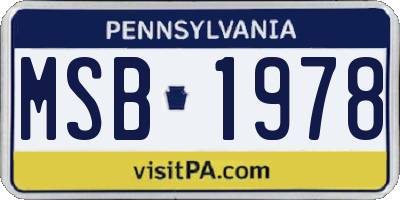 PA license plate MSB1978