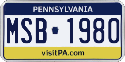 PA license plate MSB1980