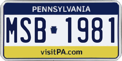 PA license plate MSB1981
