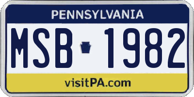 PA license plate MSB1982