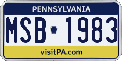 PA license plate MSB1983