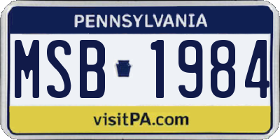 PA license plate MSB1984