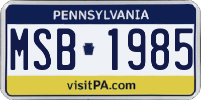 PA license plate MSB1985