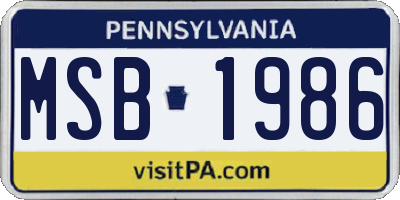 PA license plate MSB1986