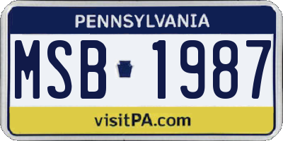 PA license plate MSB1987