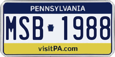 PA license plate MSB1988