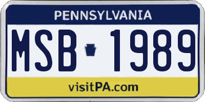 PA license plate MSB1989