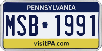 PA license plate MSB1991