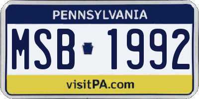 PA license plate MSB1992