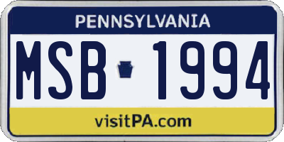 PA license plate MSB1994