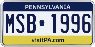 PA license plate MSB1996
