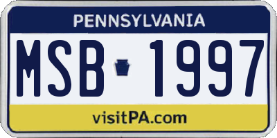 PA license plate MSB1997