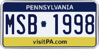 PA license plate MSB1998