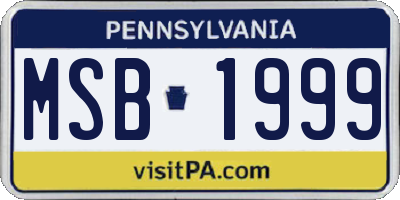 PA license plate MSB1999