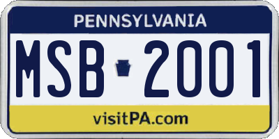 PA license plate MSB2001