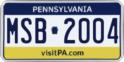 PA license plate MSB2004