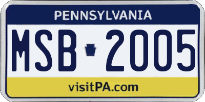 PA license plate MSB2005