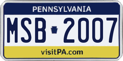 PA license plate MSB2007