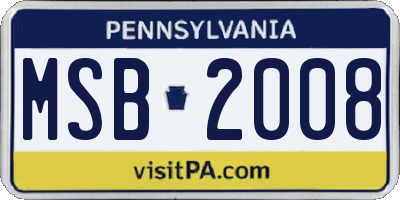 PA license plate MSB2008