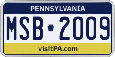 PA license plate MSB2009