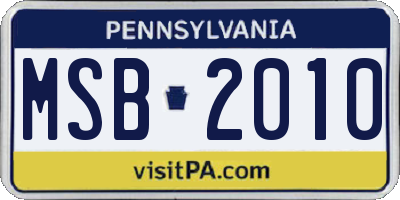 PA license plate MSB2010
