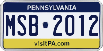 PA license plate MSB2012