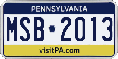 PA license plate MSB2013