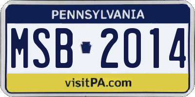 PA license plate MSB2014