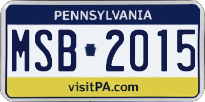 PA license plate MSB2015