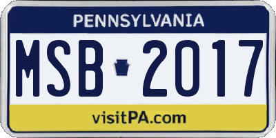 PA license plate MSB2017