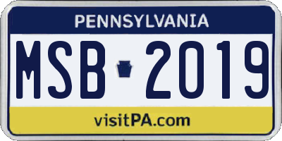 PA license plate MSB2019