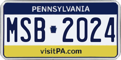 PA license plate MSB2024