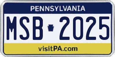PA license plate MSB2025