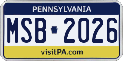 PA license plate MSB2026