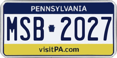 PA license plate MSB2027