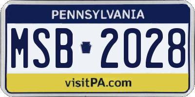 PA license plate MSB2028