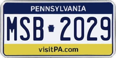 PA license plate MSB2029