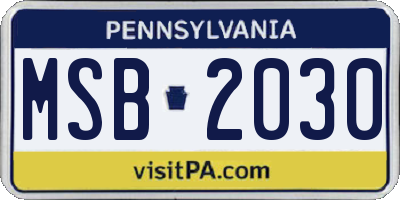 PA license plate MSB2030