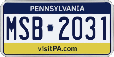 PA license plate MSB2031